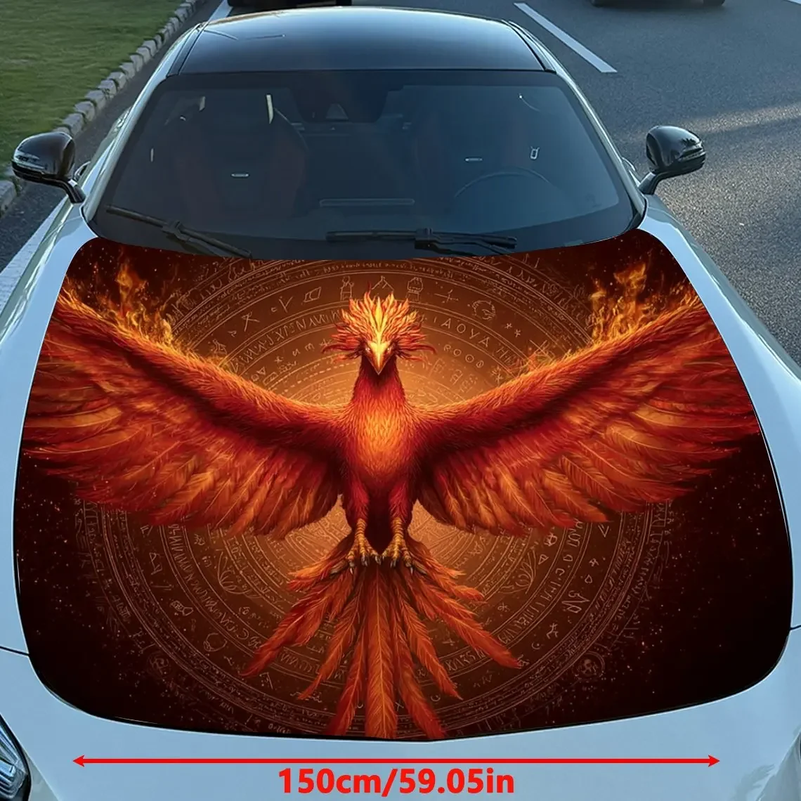 Flame Phoenix Pattern Car Hood Stickers, Stunning Decorations, Suitable For Various Car Models And Motorcycles, PVC Stickers, Ca
