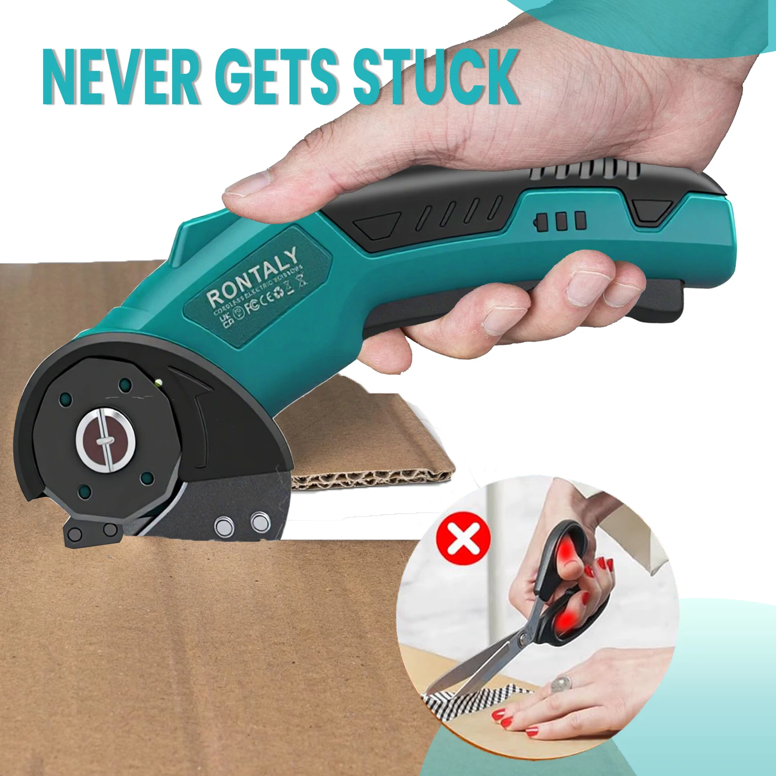 Electric Rotary Leather Cutter Fabric Cutter Cordless Electric Scissors for Box, Plastic, Carpet, Fabric, Leather, Cardboard