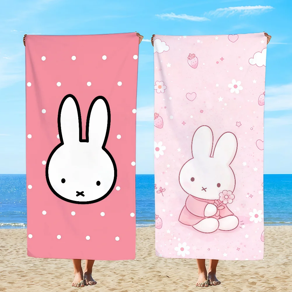 CUTE Pink M-MiffyS Towel Textile Bathrobe Beach Quick-Drying Lightweight Portable Camping Swim Pool Travel