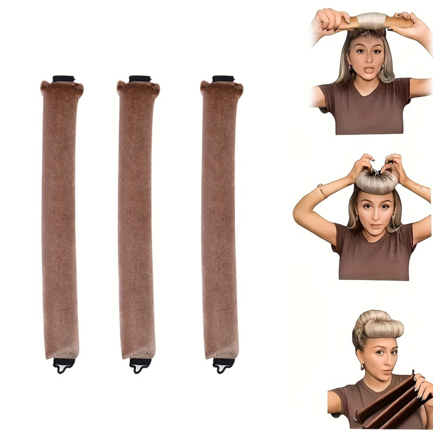 

3-Pack Heatless Hair Curling Rods Set - Flexible No Heat Curlers for Natural Hair Styling - Hair Curling Tools & Accessories for