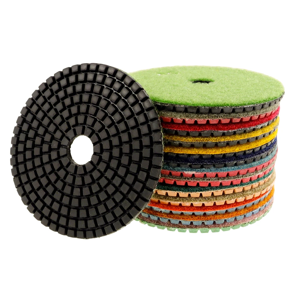 RIJILEI 10 pièces/lot 4 pouces/100mm tampons de polissage humide/tampons de polissage en granit/tampon de polissage diamant pour outils de diamant