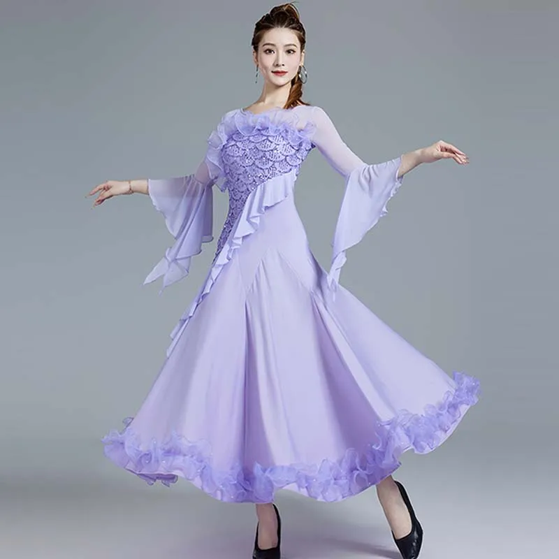 Sequin Ballroom Dancing Dresses For Women Standard Waltz Competition Dress Tango Modern Performance Costume Dancer Practice Wear