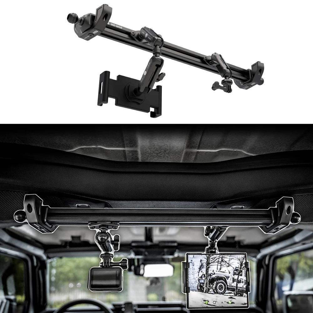 Lantsun VAN005 Rear Seat Bracket Aluminum Alloy Guide Rail Camera Bracket Tablet stand for Jeep for Wrangler 2024-2026