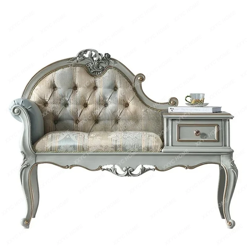 

Court French furniture European solid wood concubine chair carved lazy collapse fabric beauty couch