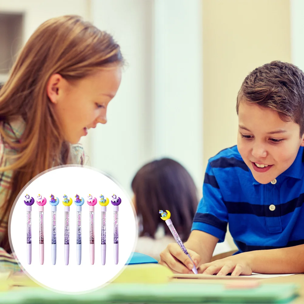 8 قطع من جل Kawaii للكتابة السلس باللون الأسود لمستلزمات امتحان المدرسة والمكتب، أقلام جل منزلية متعددة الوظائف للكتابة #1