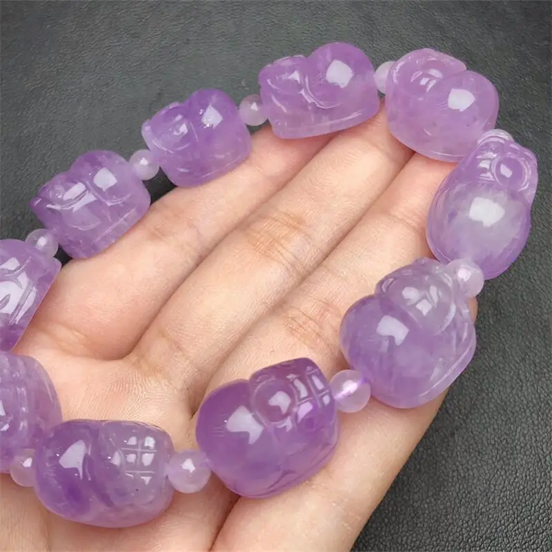 13MM Natural Lavender Amethyst Pixiu Bracelet Handmade Crystal Quartz Jewelry Stretch Bangle Children Birthday Gift 1PCS