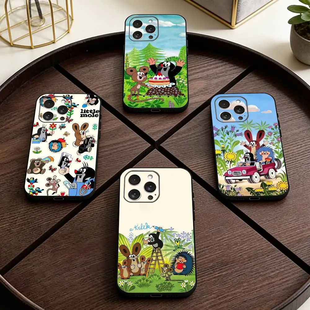 

Cartoon L-Little Mole Phone Case For iPhone 17,16,15,14,13,12,11 Plus,Pro Max,XS,Soft Silicone Black Cover