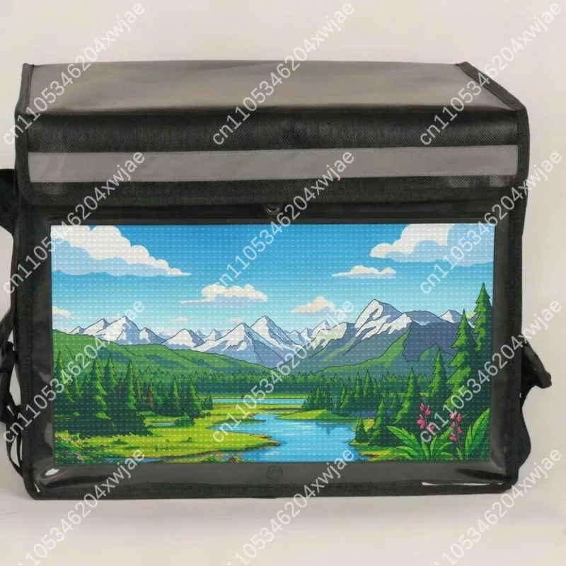 Food Delivery Box LED Display, Advertising Screen for Takeout Box, Mobile Ad Display for Delivery Bag