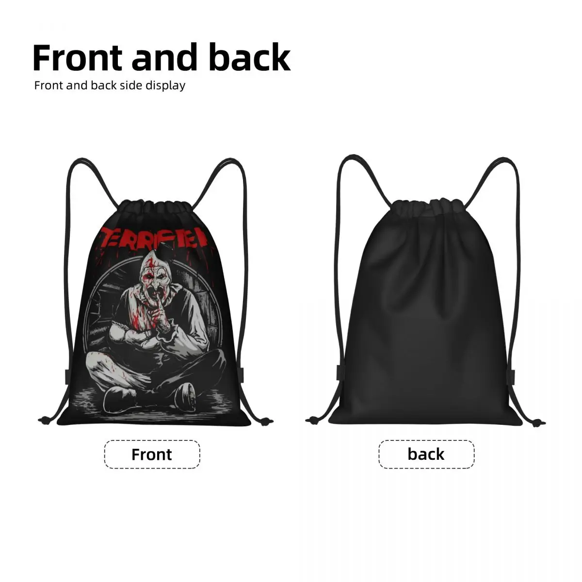 Horror Halloween Movie Terrifier Clown Drawstring Bag Women Men Portable Sports Gym Sackpack Training Backpacks