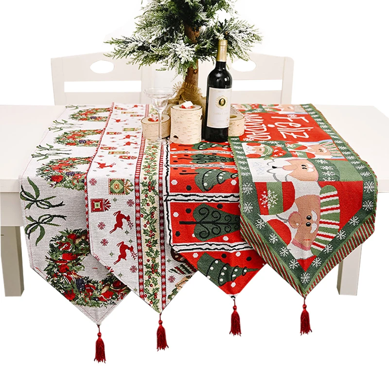 

2024 New Christmas Table Flag Elk Snowflake Play Decoration New Year Family Party Table Flag Xmas Navidad Gifts