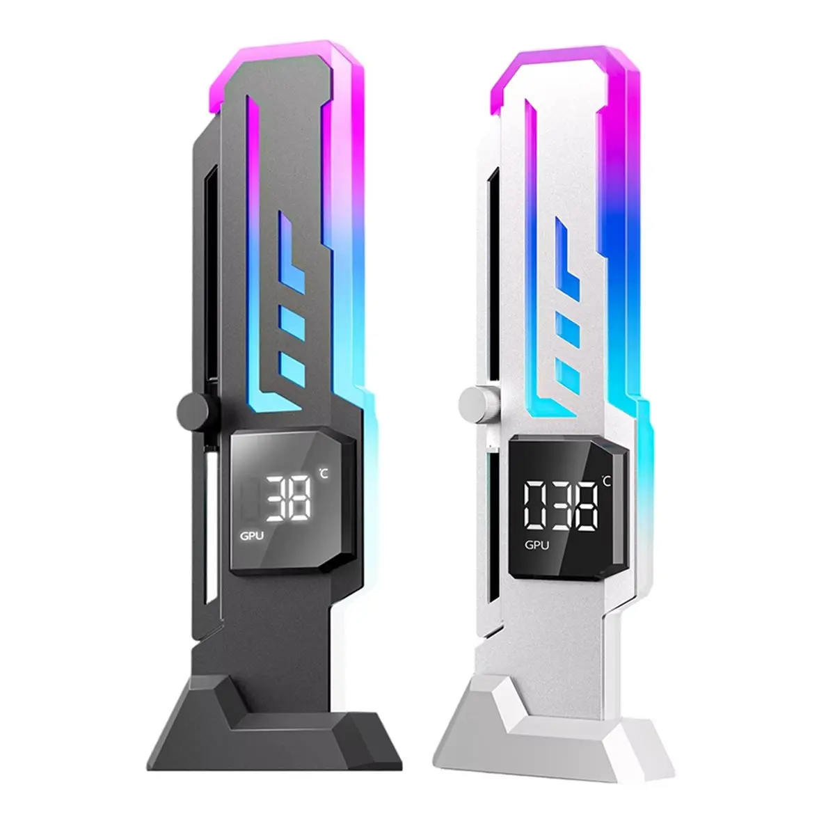 2X Z-X7 PRO ARGB GPU Holder Bracket with Digital Temperature Display 5V 3Pin ARGB Graphics Card Holder Adjustable Height