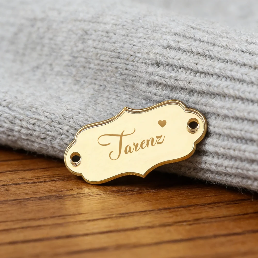5pcs Personalized Engraved Laser  Acrylic Mirror Labels,Custom Clothing Labels,Knitwear Labels,Acrylic Mirror Wedding Favor Tags