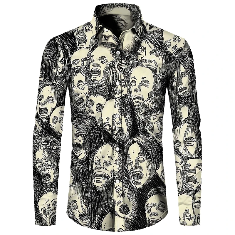 

Personalized 3D Printed Long Sve irt Cusizable Unique Print Wide Collar Slim Fit Spring Youth Faion Casual irt