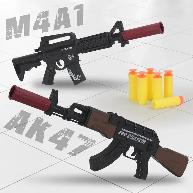 Soft Bullet Mini AK47 M4A1 Launchable Toy Gun Rifle Shell Ejection Toy Gun Model Children's Christmas Gifts Adult Toys