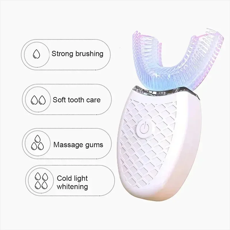 

USB Rechargeable Sonic Electric Toothbrush for Daily Oral Care: 360° Waterproof Silicone U-Shape Design with Auto Cleaning