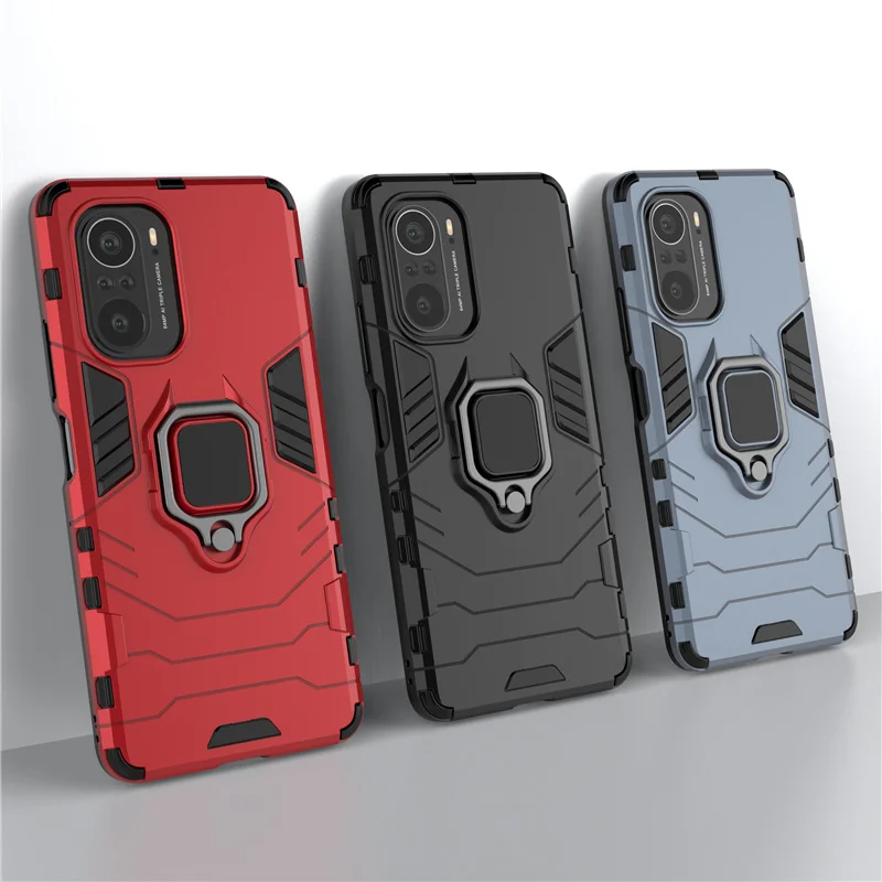 Luxury Armor Shockproof Case For Xiaomi Redmi K40 Pro Mi Poco F3 Magnetic Holder Car Ring Phone Case For RedmiK40 Back Cover