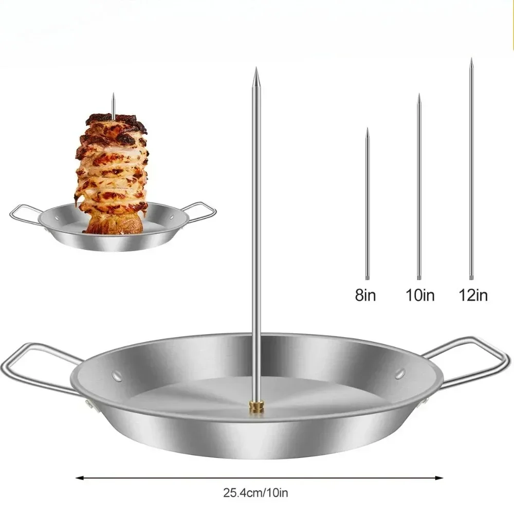 BBQ Stainless Steel Vertical Meat Skewer Roasting Meat Spit Skewers Brazilian Spikes Barbecue Grilling Rack Kitchen Accessories