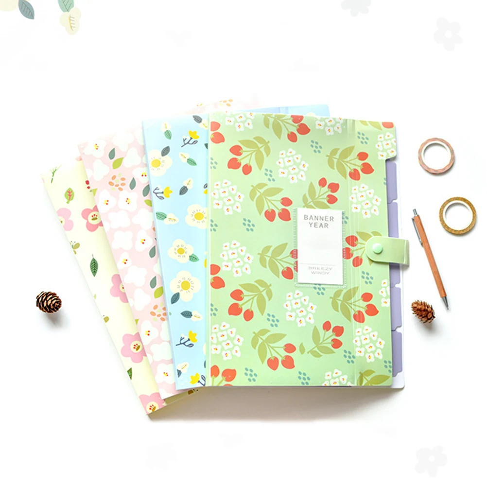 

Plastic Expanding A4 Letter Size Snap Closure Accordion Folder Floral Print Document Holder File Organizer For Home Office