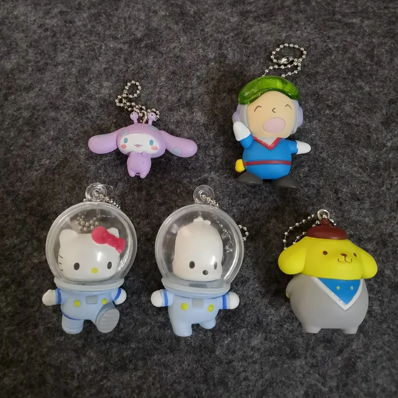 Kawaii Cartoon Sanrio Hello Kitty Gashapon Anime Figure Cute A Space Suit Pom Purin Kuromi Keychain Capsule Toys Figurine Gifts