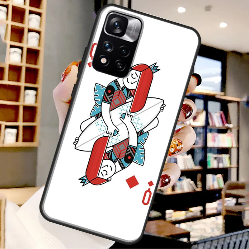 Cartoon Character Poker Case For Xiaomi Redmi Note 12 11 10 9 8 Pro Note 12S 11S 10S 9S Cover For Redmi 9 10 12 C