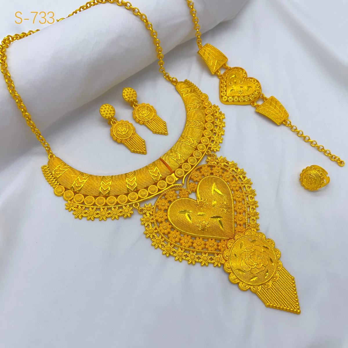 ANIID Luxury Dubai Big 4PCS African Gold Color Jewelry Necklace Sets For Women Bridal Wedding Sets Trend Jewellery Party Gifts