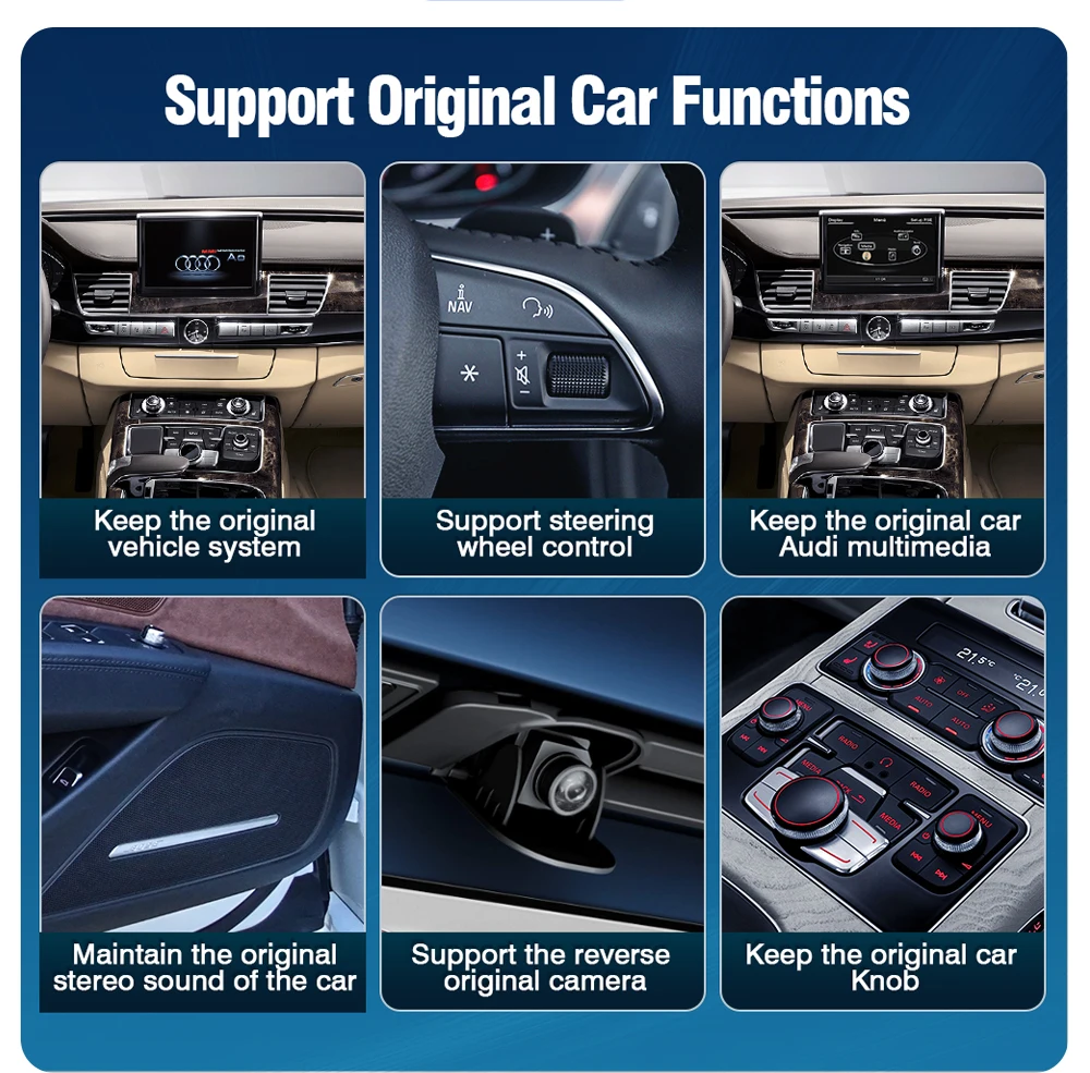 AUTOTOP Drahtlose Carplay Android Auto Retrofit Decoder Für Audi A8 A8L D4 2010-2017 HN + HNav + BNaV MMI 3G AirPlay Spiegel Link – Detail 8