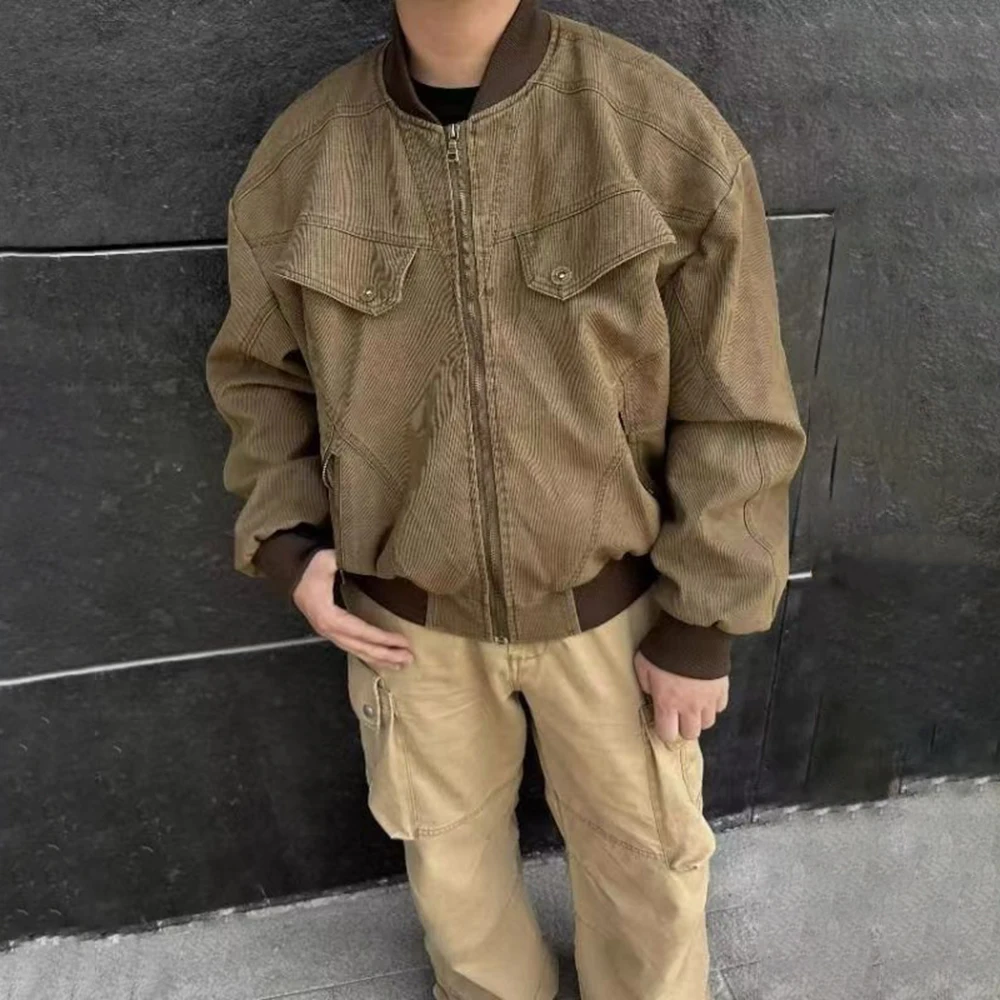 

2025 Spring and Autumn New Style Distressed Design Retro Workwear Jacket Unisex Fashion Casual Loose All-match Luxury Jacket Men