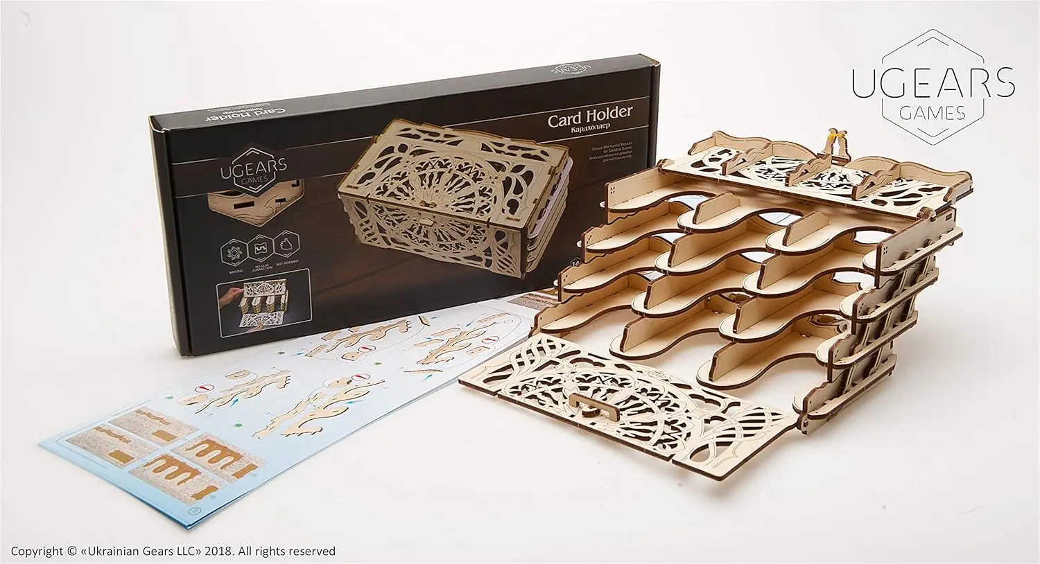 Kaarthouder 3D-puzzel - Houten mechanisch apparaat voor tafelspellen Bouwpakketten voor volwassenen - Kaartorganizer en opslagoplossing