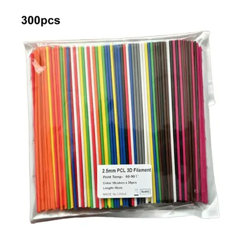 300PCS 3D Pen Filament Refills 3D Print Filament 2.5mm 15CM Long 3D Pen Accessories 3D Drawing Pen Refill Filament Bundle