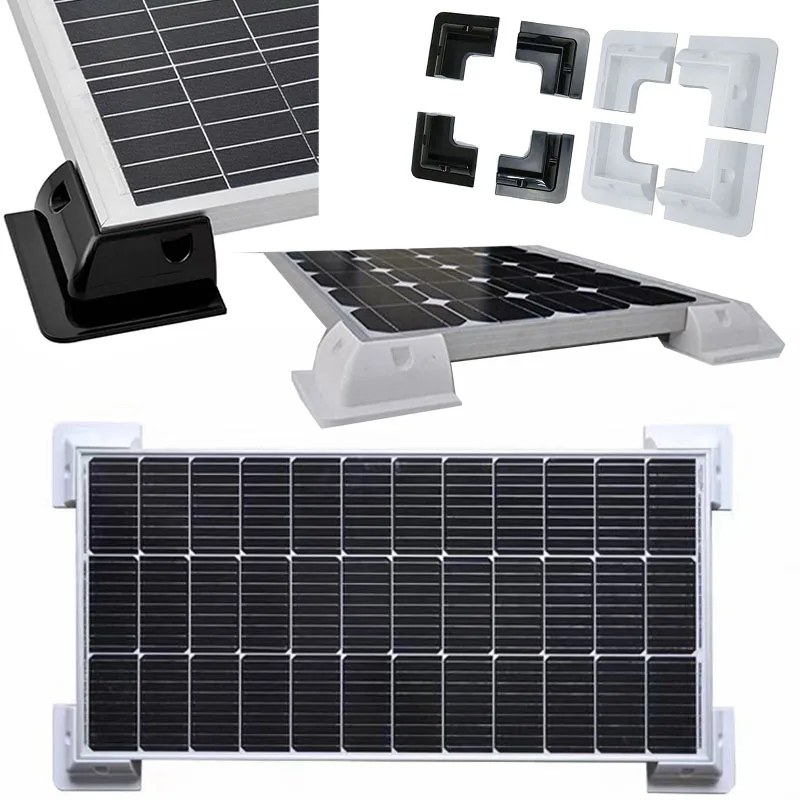4-teiliges Set ABS-Solarpanel-Halterungen mit Festwinkel für Wohnmobil, Yacht, Dach, Outdoor, wasserdicht, Batteriehalterung, Fixierplatte, Basis