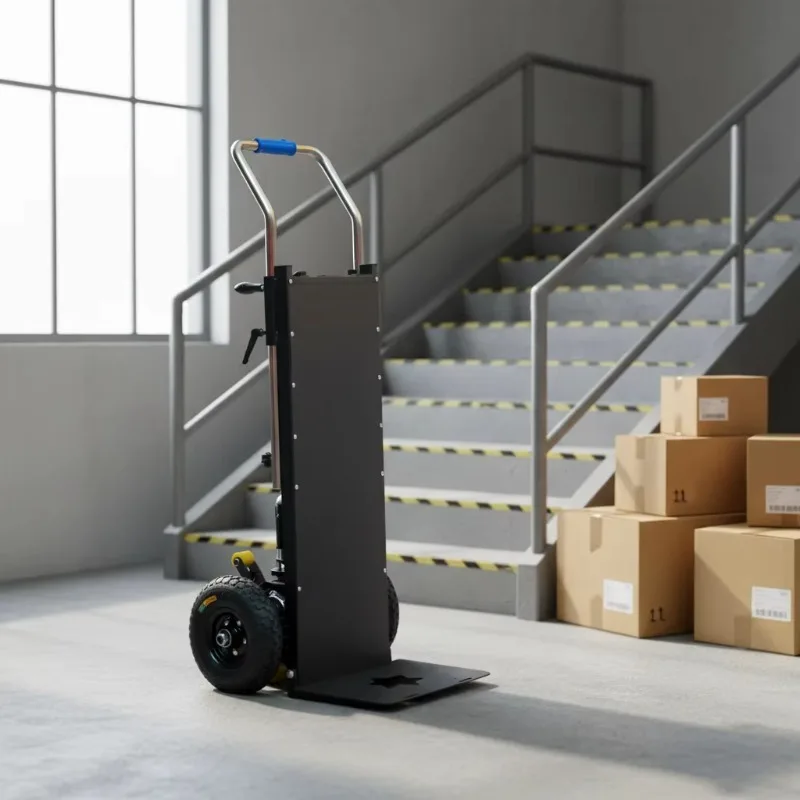 Electric Stair Climber Cart Iron Frame Four-Wheel Anti-Slip Platform Stair Climbing Trolley with Safety Brake System