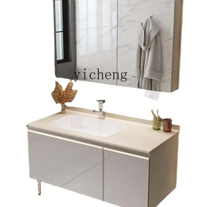 XL Stone Plate Seamless Ceramic Whole Washbin Bathroom Cabinet Combination Washstand Sink Washbasin