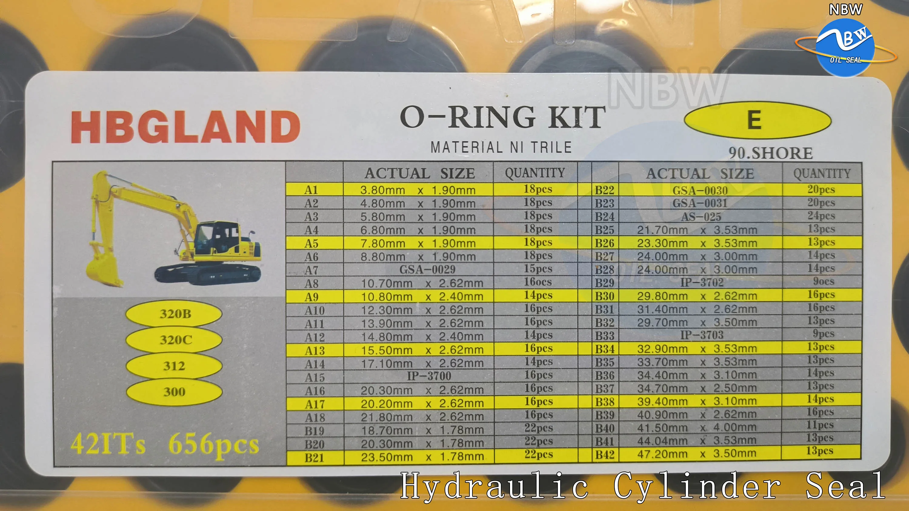 O-Ring Box Oil Seal Kit For Caterpillar E320 320B 320C 330C 656pcs 42sizes Excavator Universal CAT Repair Gaskets High Quality