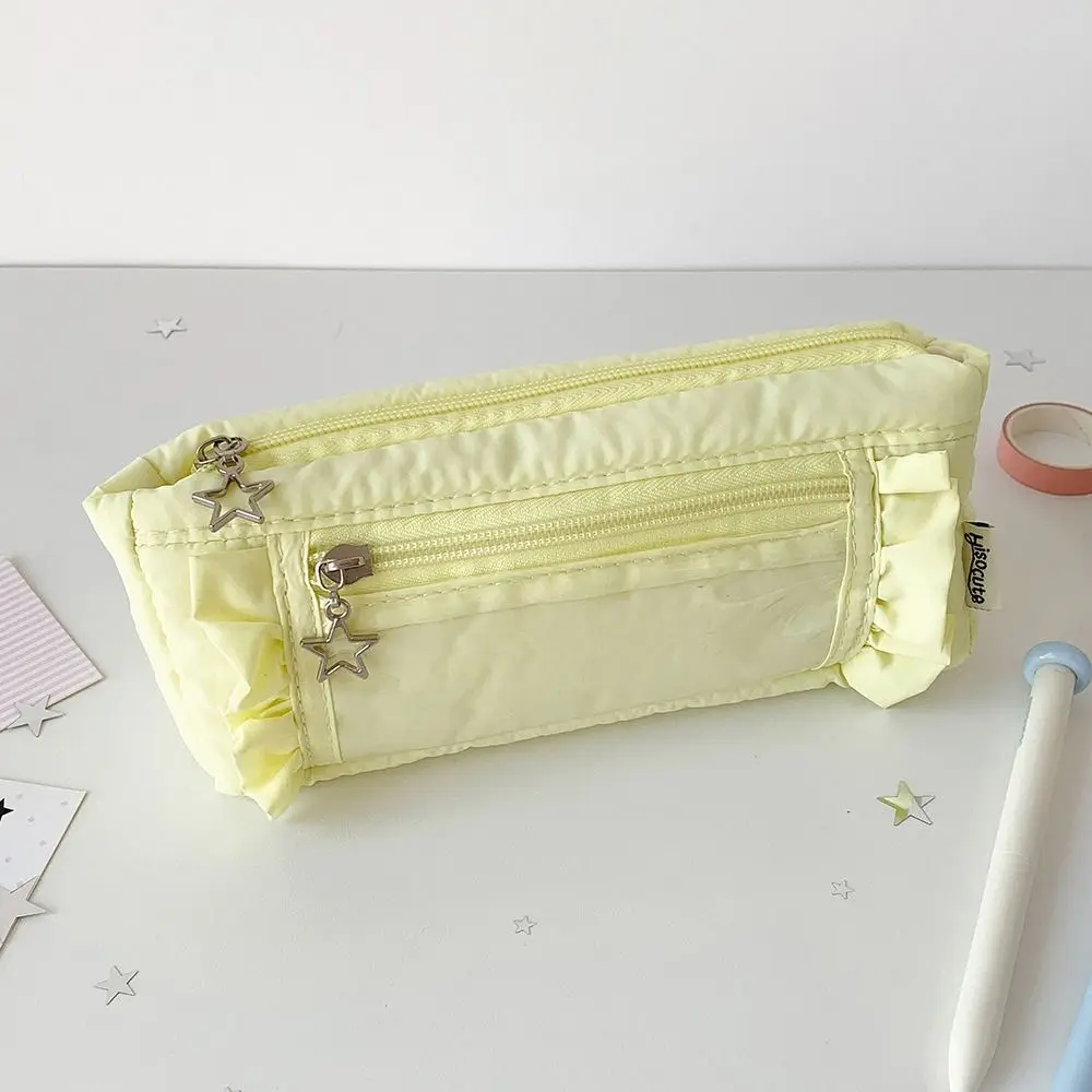 Transparent window Pencil Case Large Capacity Badge Display Pen Bag Storage multi-functional Stationery Storage Pouch DIY