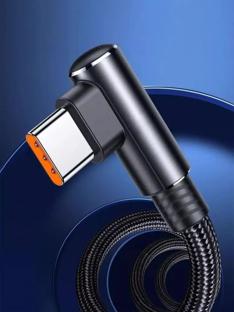 Câble USB vers Type C 120W, coude à 90 degrés, charge rapide pour téléphone portable Xiaomi Redmi Huawei Type C