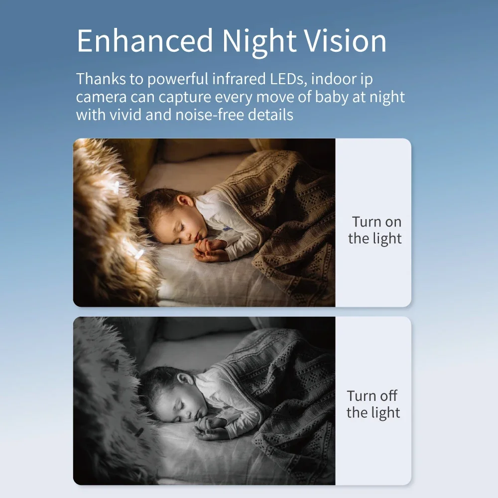 Tuya-Smart Home Surveillance Câmera IP, Monitor do Bebê Interior Sem Fio, Full Color, Visão Noturna IR, Rastreamento Automático, Wi-Fi, 3MP