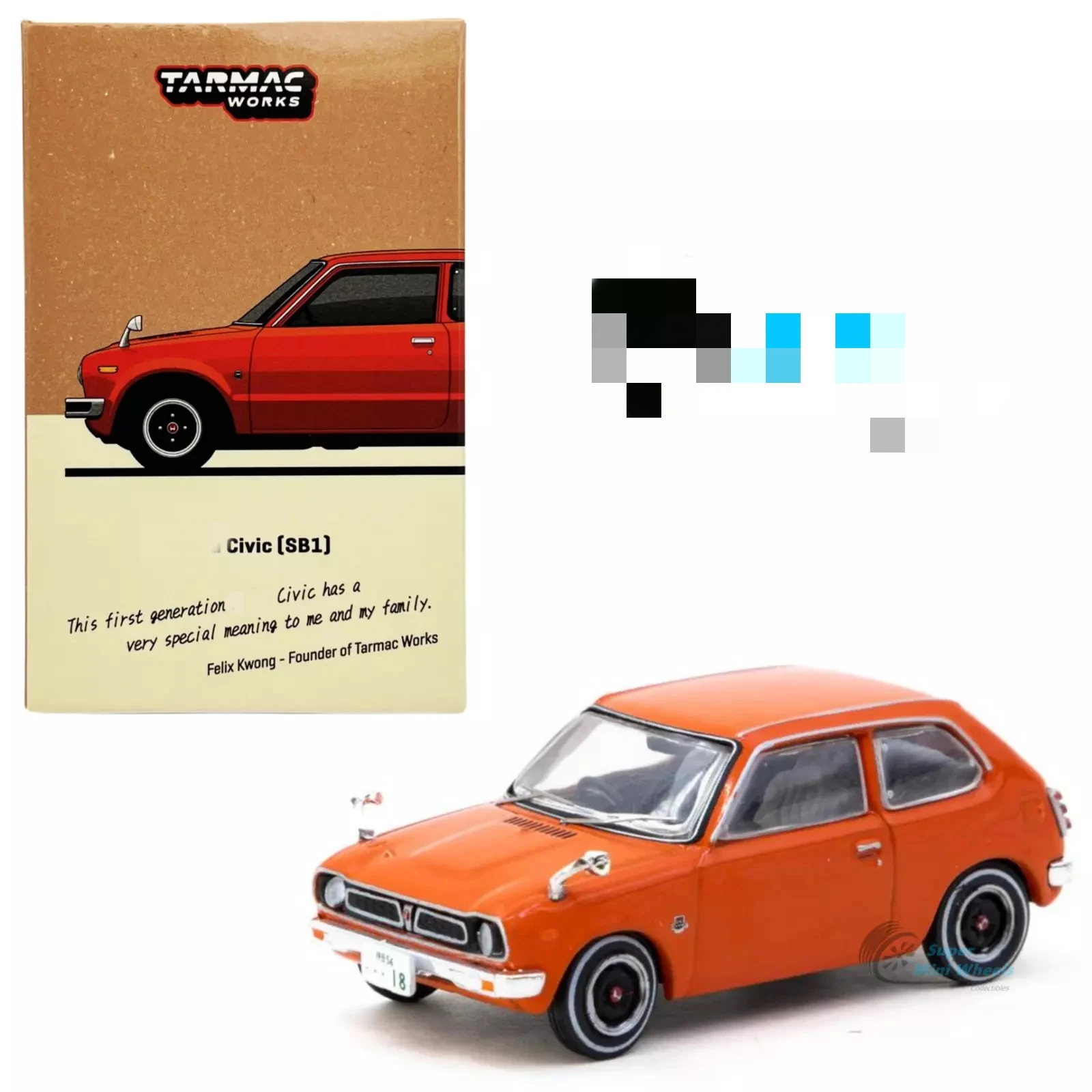 J Collection X Tarmac NOwn 1/64 Civic (SB1) Orange Diecast Model Car Collection Limited Edition Hobby Toys