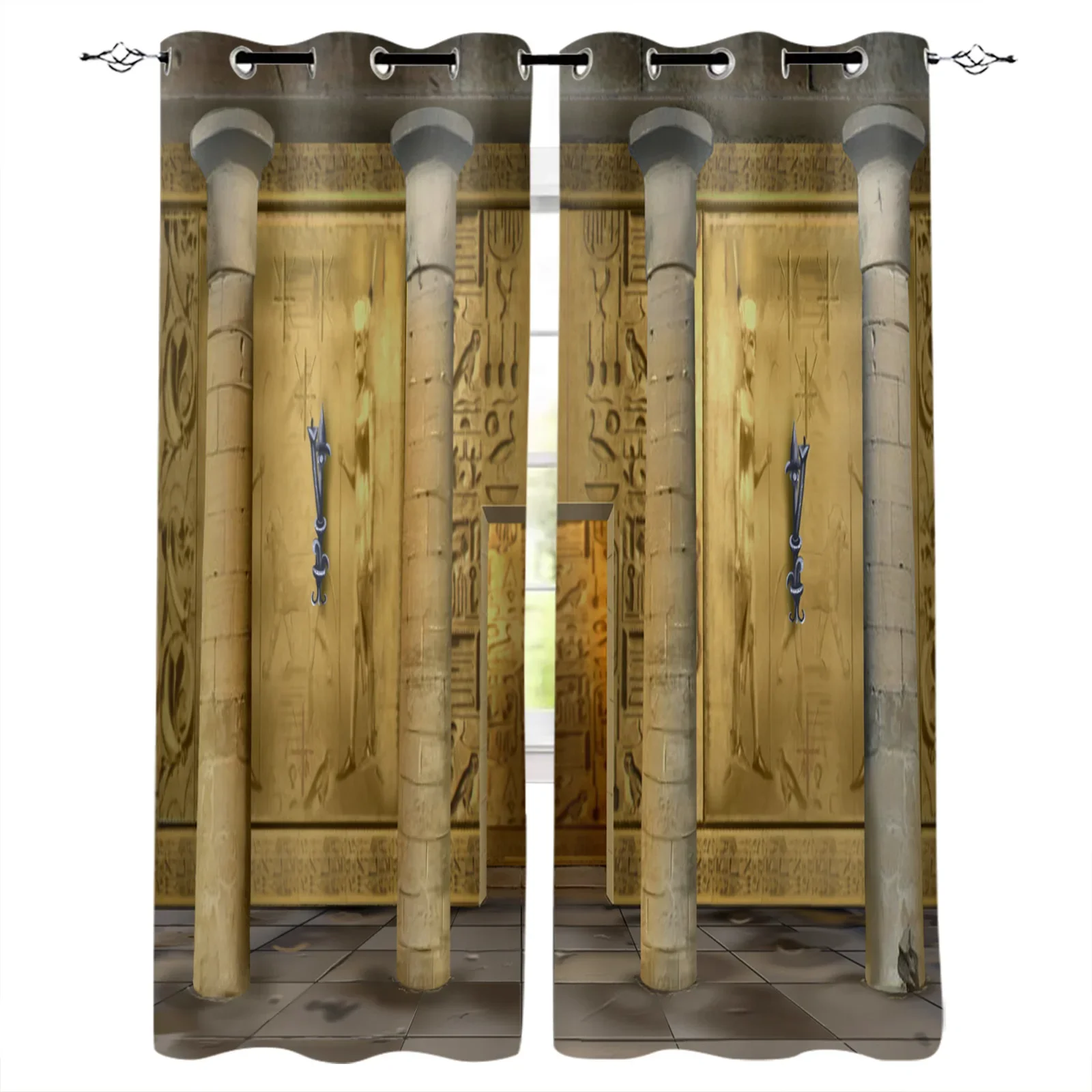 Egyptian Temple Culture Symbol Blackout Curtains Window Curtains For Bedroom Living Room Decor Window Treatments