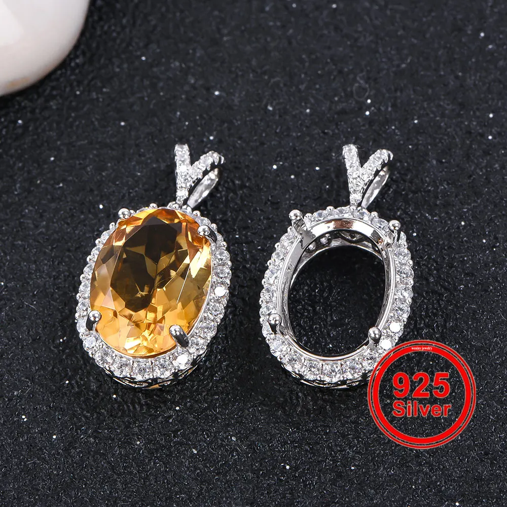 Oval Pendant Blank 10*14mm Delicate Pendant Base S925 Silver Women's DIY Jewelry Pendant Accessory