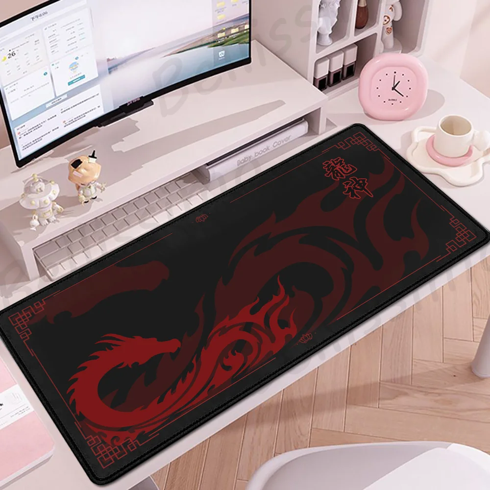 HD Black And Red Dragon Mouse Pad Computer Ectended Mousepad XXL Keyboard Pad Office Accessories E-Sports Mats Cabinet Desk Pad