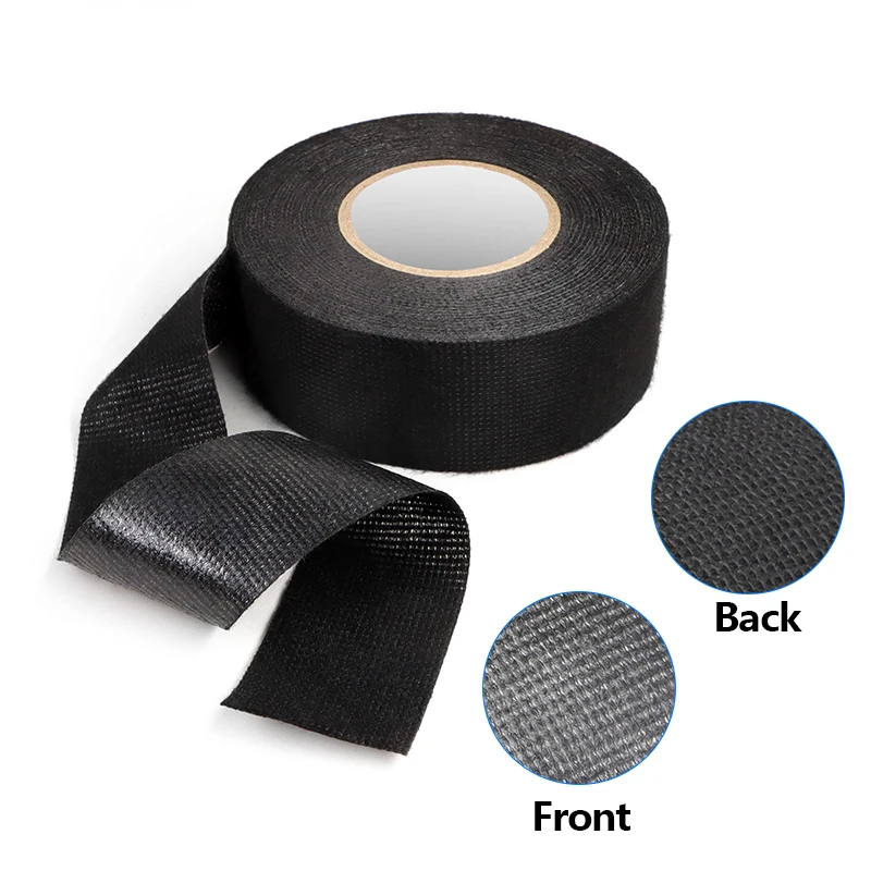 Electrical Tape 9mm - 50mm Heat Resistant Harness Tape Insulation Automotive Black Fabric Cloth Noise Resistance Adhesives Tapes