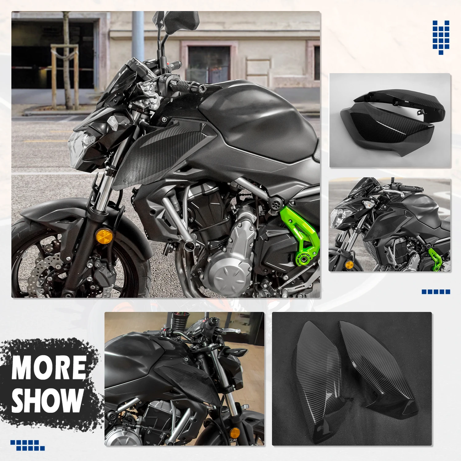WOLFLINE Fuel Tank Side Cover Cowl For Kawasaki Z650 2017 2018 2019 Motorcycle Left Right Gas Side Fairing Protector