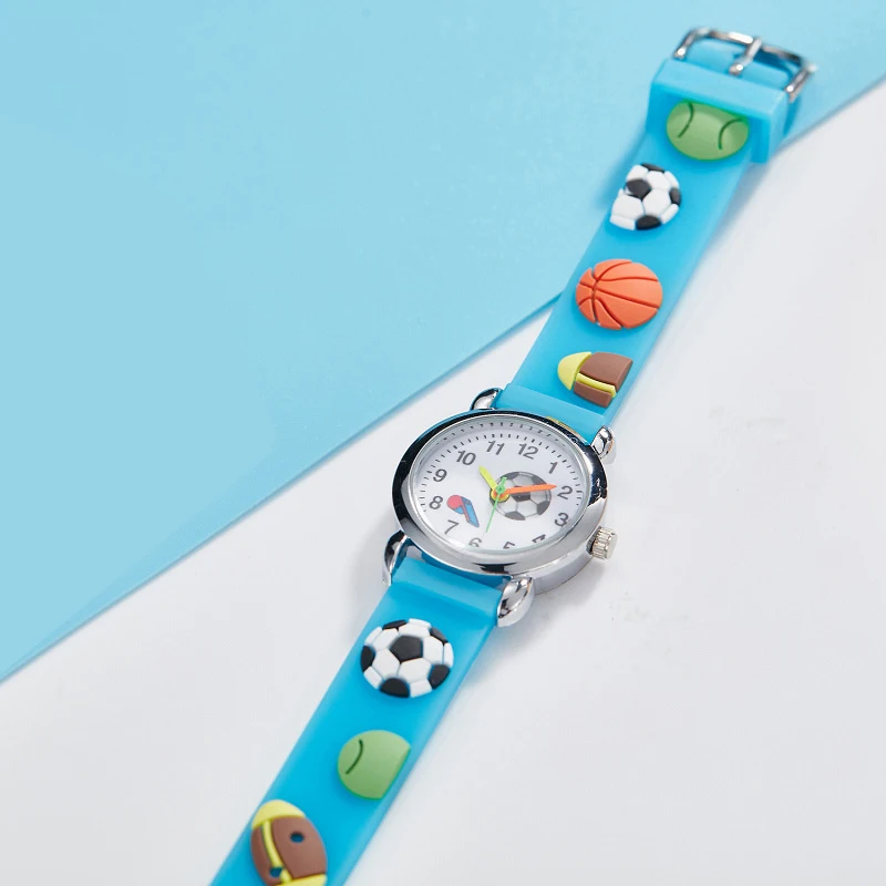 3D Football Cartoon Kids Watches Fashion Color Students Children Watch Quartz Watch Silicone Strap Boys Girls Watch Gift