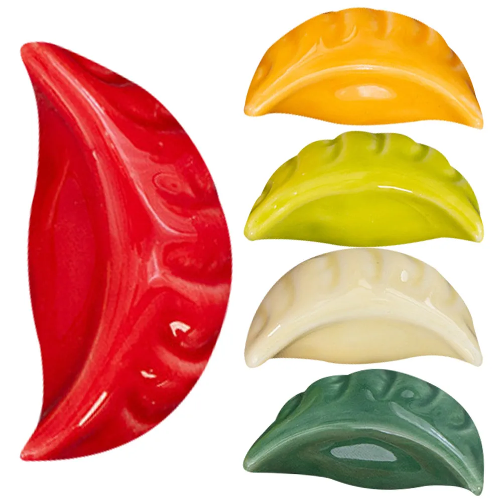 

5pcs Dumpling Shaped Ceramic Chopstick Rests Spoon Fork Holders Kitchen Tableware Stand Reusable Cutlery Holder Restaurant