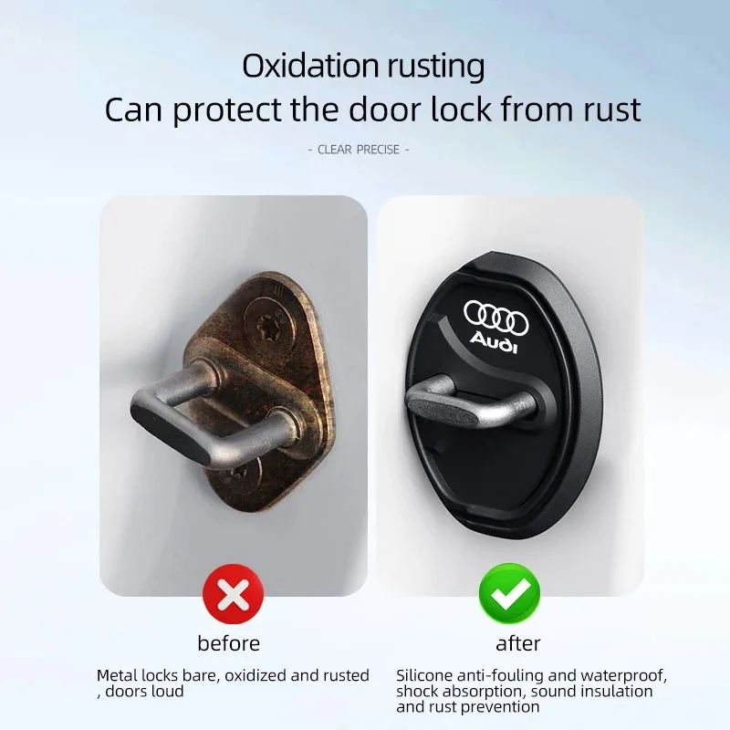 4Pcs Car Door Lock Anti-collision Silicone Cover for Audi Sline A3 8P 8L A5 Q5 Q3 TT A1 Q7 Q6 8V A4 B8 B6 B7 B9 A6 C6 C7 S5 A7