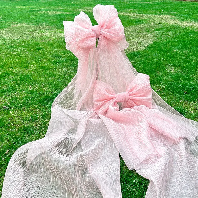 

Xmas Large Pink Ribbon Bowknot Decoration Princess Girl Birthday Party Wedding Bridal Baby Shower Arch Cover Room Hanging Decor