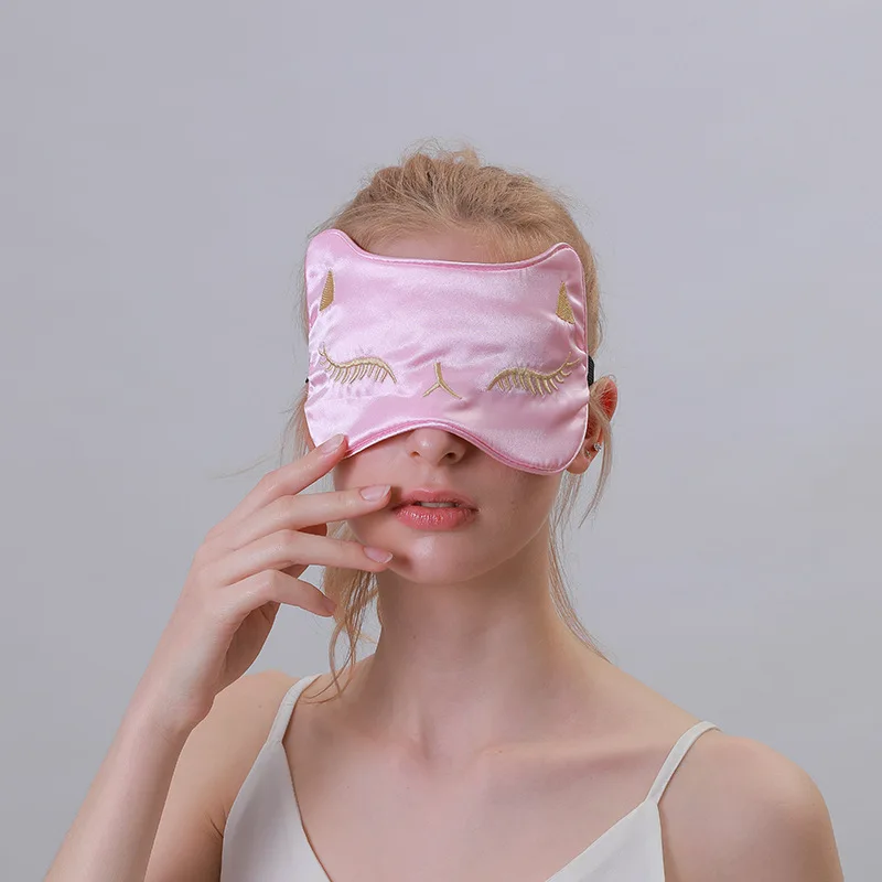 

New double-sided fox imitation silk light-blocking sleep eye mask for women, breathable thin style sleeping eye protector