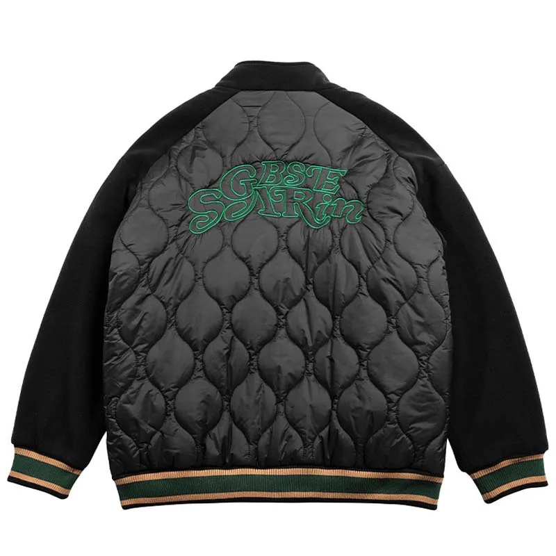 Winter Men Baseball Jackets Streetwear Letter Embroidery Thicken Warm Puffer Jacket Japanese Fashion Harajuku Casual Padded Coat