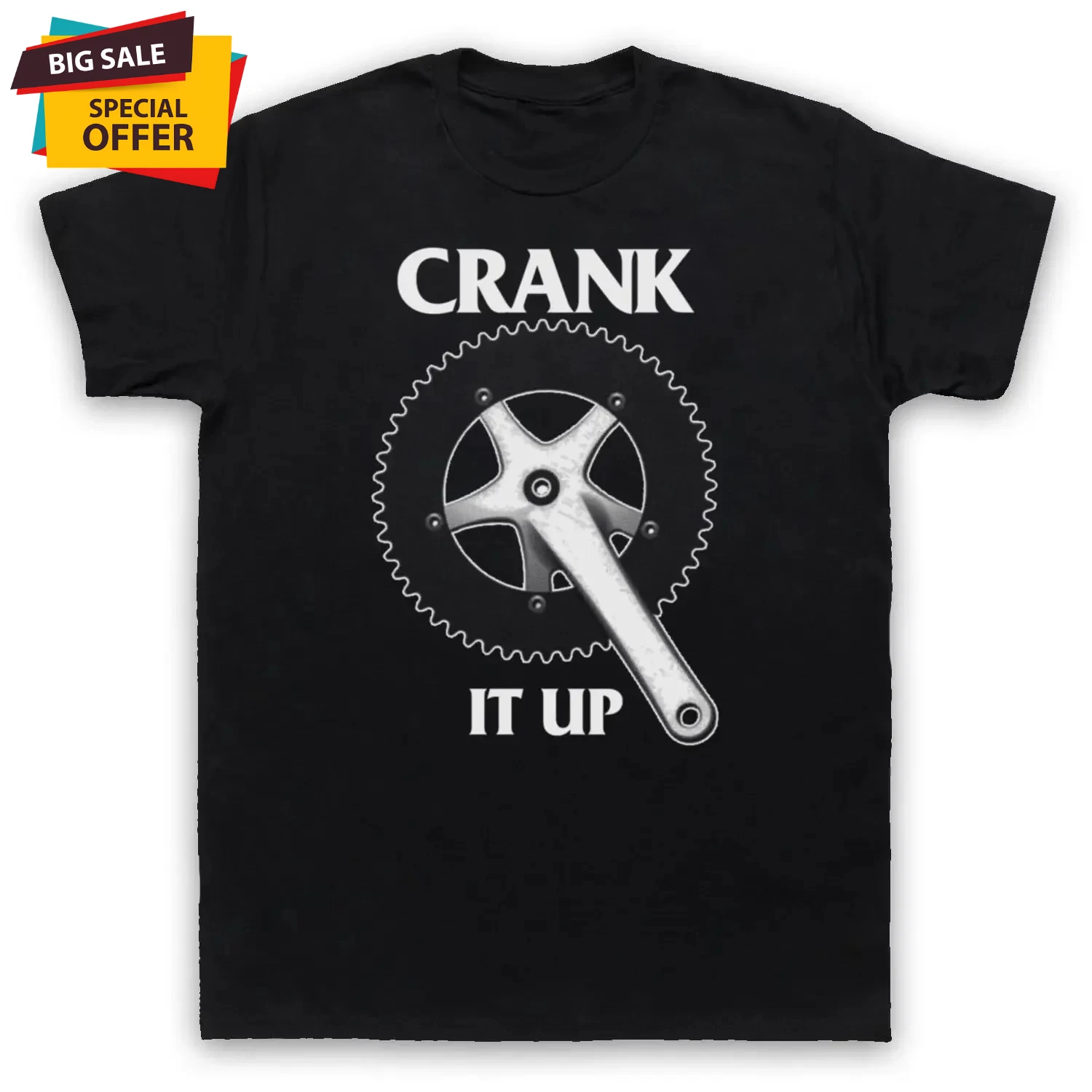Crank It Up - Biker Bicycle Mountain Road BMX T-Shirt 100% Cotton O-Neck Summer Short Sleeve Casual Mens T-shirt Size S-3XL