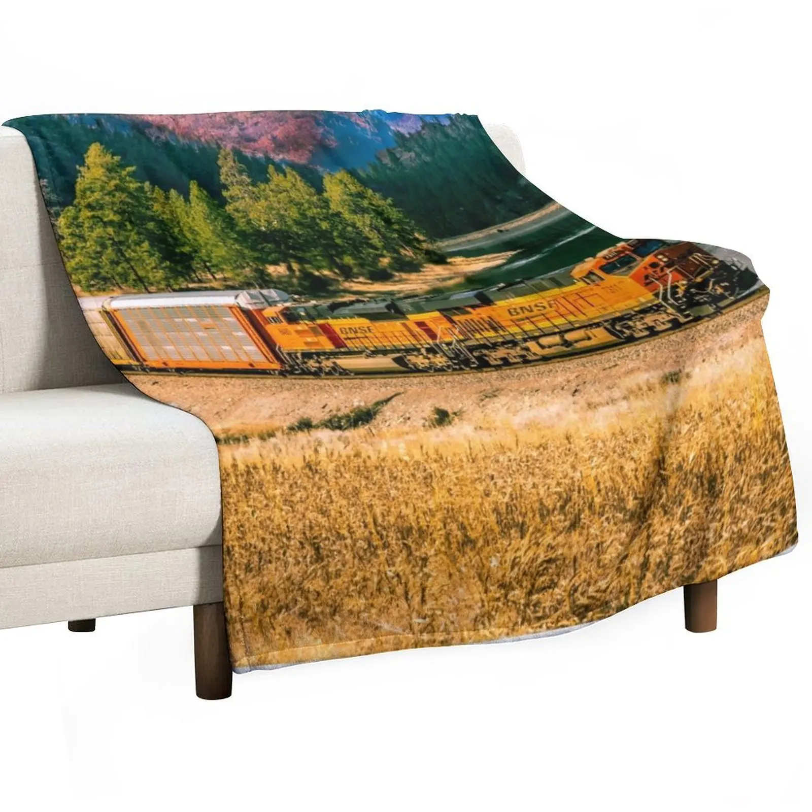 Car Train by the River Throw Blanket Hair blankets and throws Loose Decorative Sofas Tourist Giant Sofa Blankets